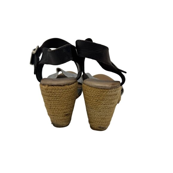 Eric Michael Size 8.5 Black Silver Leather Glitter Espadrille Sandal Shoes - Picture 5 of 9